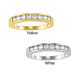 14k Yellow or White Solid Gold 1/2ct TGW Round cut Cubic Zirconia Channel Band Cubic Zirconia Rings