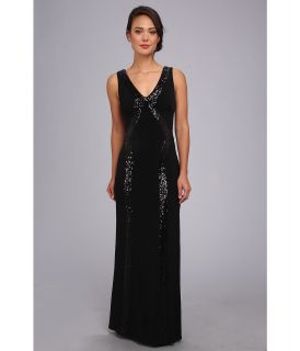 Laundry by Shelli Segal Matte Jersey Sequin Sleeveless Gown Womens Dress (Black)