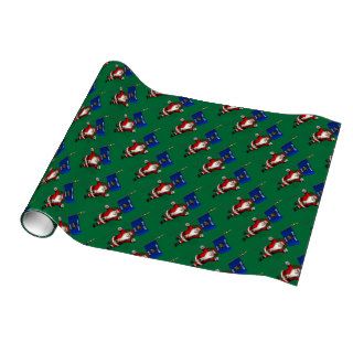 Santa Claus With Flag Of Wisconsin Gift Wrap Paper