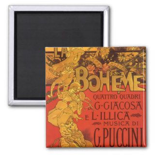 Vintage Art Nouveau Music; La Boheme Opera, 1896 Refrigerator Magnets