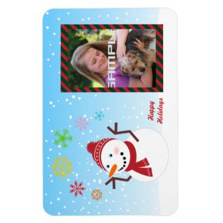 Happy Snowman wishes Happy Holidays Rectangle Magnets