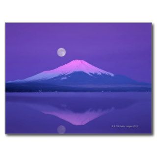 Mt. Fuji Below Moon Post Card