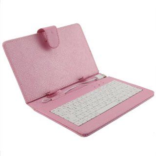 Pink 7inch Leather Keyboard Carrying Case For Android Tablet PC With USB 2.0 Computers & Accessories