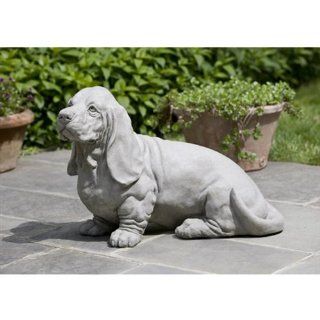 Campania International Chandler The Basset Hound Cast Stone Garden Statue   A 373 AL  Yard Art  Patio, Lawn & Garden