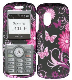 Pink Butterflies Samsung T401G TracFone, Straight Talk Prepaid Net 10 Case Cover Hard Phone Cover Snap on Case Faceplates Cell Phones & Accessories