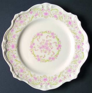 Gorham Lansdowne Salad Plate, Fine China Dinnerware   Pink Flowers,Green Leaves,