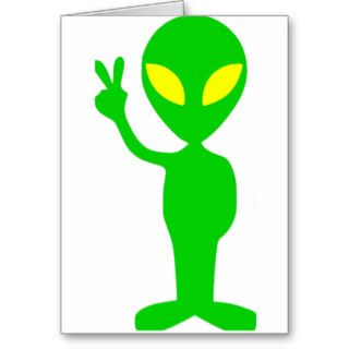 Alien Peace Sign Greeting Card