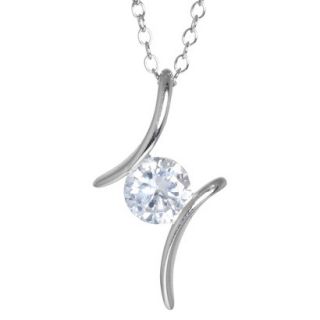 Sterling Silver Cubic Zirconia Bypass Pendant   Silver/Clear (18)
