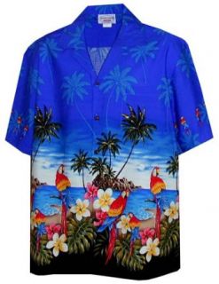 New Mens Blue Hawaiian Aloha Shirt Parrots Beach, 440 3468 at  Mens Clothing store
