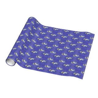 Unicorn Blue Glitter Gift Wrap Paper