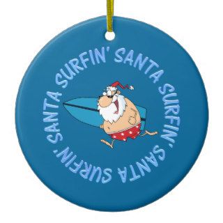 Surfin' Santa Ornaments