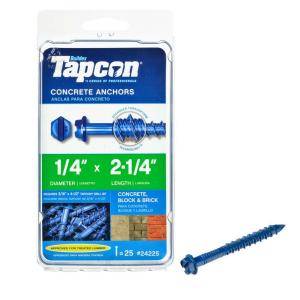 Tapcon 1/4 in. x 2 1/4 in. Climaseal Steel Hex Washer Head Indoor/Outdoor Concrete Anchors (25 Pack) 24225 