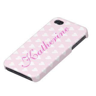 Personalized initial K girls name hearts pink Cover For iPhone 4