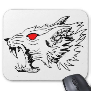 Red Eyed Demonic Wolf Mouse Pad