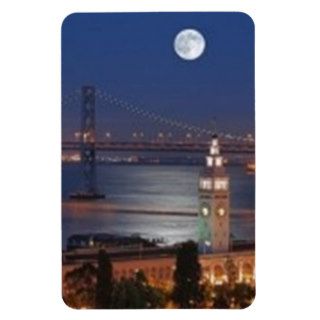 Moon Above the Ferry Building in San Francisco Cal Rectangular Magnets