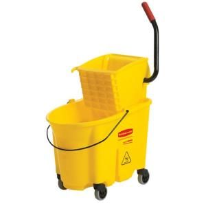 Rubbermaid Commercial Products 35 qt. WaveBrake Yellow Side Press Combo Mop Bucket and Wringer System FG 7580 88 YEL