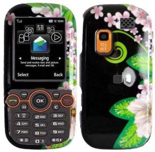 Samsung Gravity 2 T469 T404g Accessory   Green Flower Hard Protective Case Cover + LF Stylus Pen Cell Phones & Accessories