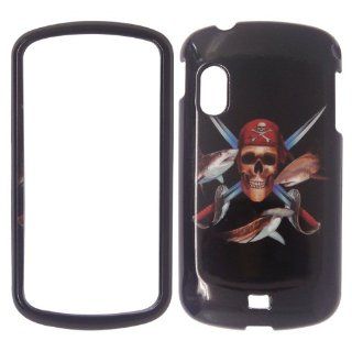 Samsung Stratosphere i405   Verizon Pirate Skull Swords and Fish on Black Plastic Case, SnapOn, Protector, Cover Cell Phones & Accessories