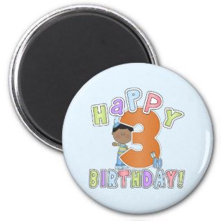 Boys Happy 3rd Birthday,African American Refrigerator Magnets