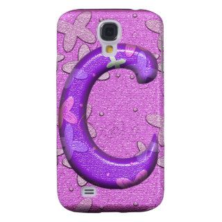 Purple Butterfly Letter C~Iphone Case Samsung Galaxy S4 Covers