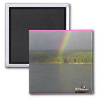 Rainbow over Kielder Water, England Magnet