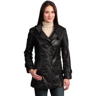 Women's Collezione Italia Leather Trench Coat Collezione Italia Jackets