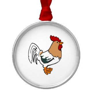 Cartoon Rooster Christmas Ornament