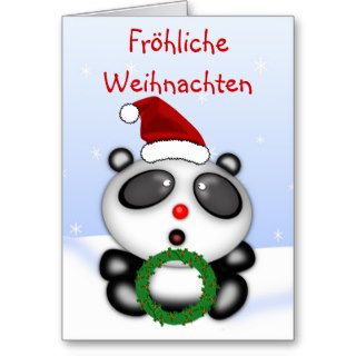 Christmas Panda Bear Cartoon in German Language Greeting Cards