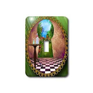 lsp_128860_1 Spiritual Awakenings Fantasy   Through the keyholes Alice In Wonderland art checkered floor bottle of magic water   Light Switch Covers   single toggle switch   Wall Plates  