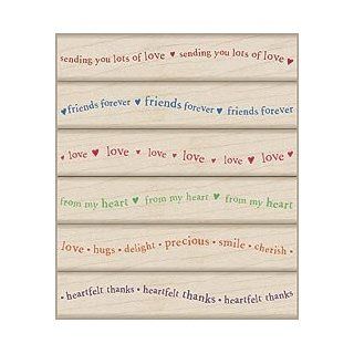 Wavy Heartfelt Messages Wood Mounted Rubber Stamp Set (LL079)