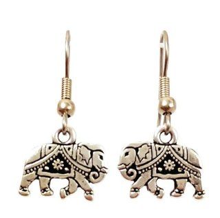 Surgical Steel Dangle Earrings Indian Elephant Silver Color Elepant Earrings Jewelry