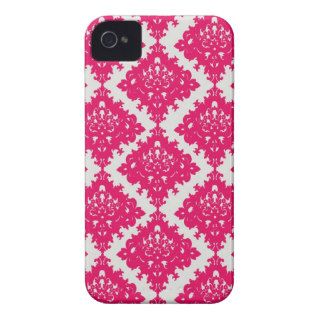 raspberry pink diamond damask on white iPhone 4 Case Mate cases