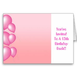 13th Birthday Party, Pink Balloons Cards