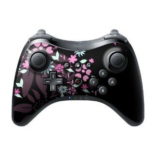 Dark Flowers Design Protective Decal Skin Sticker (High Gloss Coating) for Nintendo Wii U Pro Controller Device Video Games