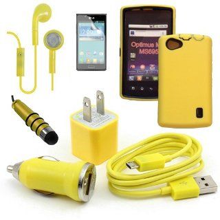 LG Optimus M+ metroPCS Yellow Rugged Ultra Case, USB Car Charger Plug, USB Home Charger Plug, USB 2.0 Data Cable, Metallic Stylus Pen, Stereo Headset & Screen Protector (7 Items) Retail Value $89.95 Cell Phones & Accessories