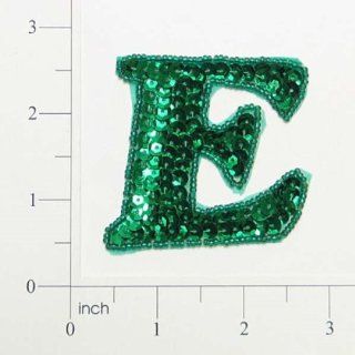 Letter E Sequin Applique   Green