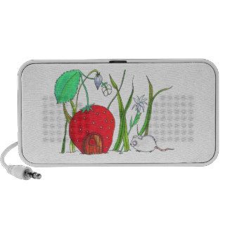 cute field mouse and big red strawberry house iPod speakers