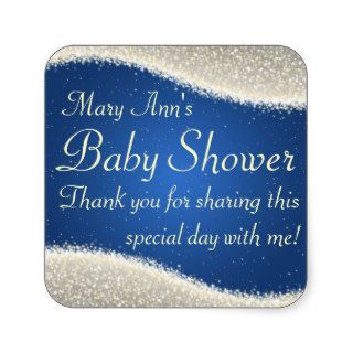 Baby Shower Thank you Dazzling Sparkles Blue Stickers