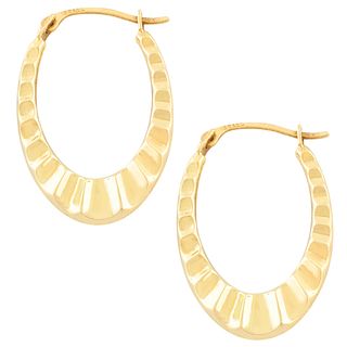 Fremada 10k Yellow Gold Wave Oval Hoop Earrings Fremada Gold Earrings