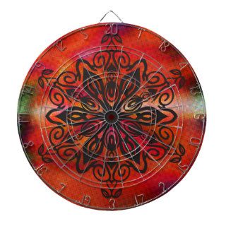 Floral Colorful Tattoo Wild Red Green Design Dart Board