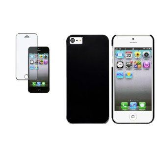 CommonByte Anti Glare Film Guard+Slim Pure Black Clip On Case Hard For iPhone 5 5G 5th Gen Cell Phones & Accessories
