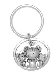 Clayvision Little Girl, Dog, & Cat Oval Pendant Key Chain Jewelry