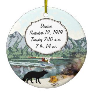 Alaska Bush Plane And Fishing Travel Christmas Tree Ornaments