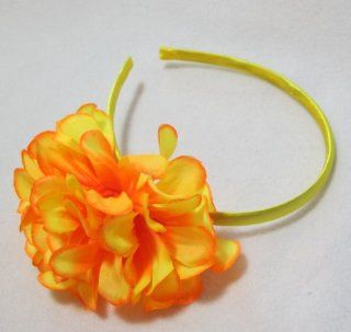 Bright Yellow Orange Hawaiian Flower Headband  Hair Clips  Beauty