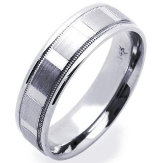 14K White Gold 5mm Diamond Cut Patterned Wedding Band for Men & Women (Size 5 to 12) Jewelry