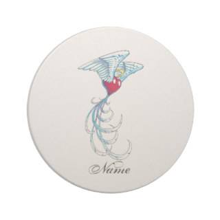 Cool Holy Angel Heart with Wings tattoo Beverage Coasters