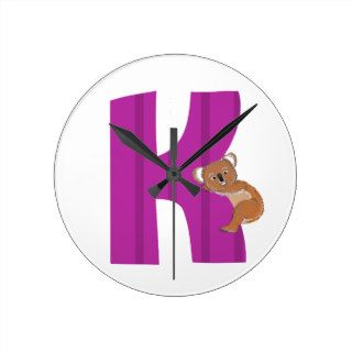 Alphabet Letter K Round Wall Clock