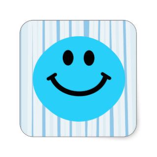 Blue smiley face on stripes stickers