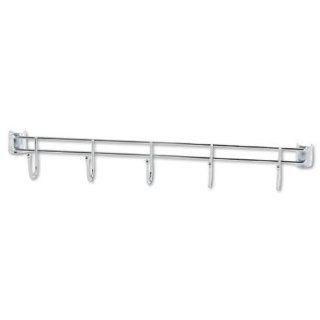 Alera SW59HB424SR Hook Bars For Wire Shelving, 5 Hooks, 24 in. Deep, Silver, 2 Bars/Pack