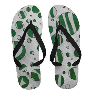 Zebra Green and White Print Flip Flops